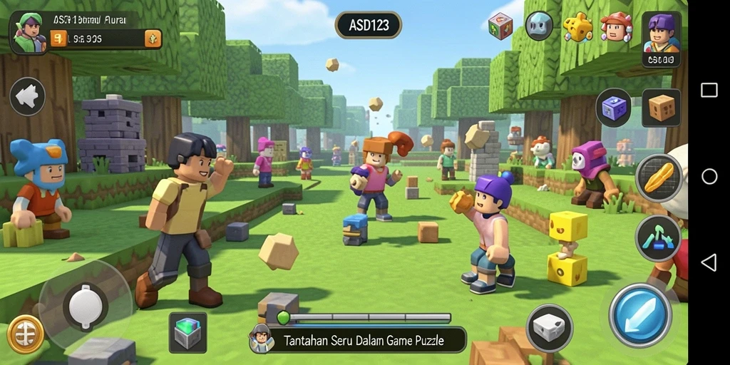 Screenshot utama ASD123 menampilkan gameplay seru di level tantangan.