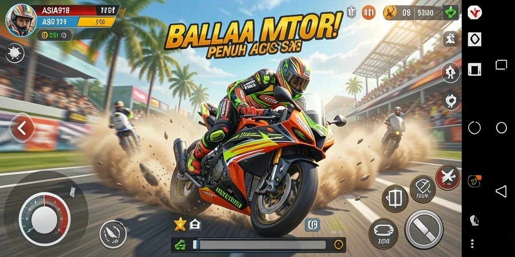 Gameplay seru dan mendebarkan dalam balapan motor ASIA918.