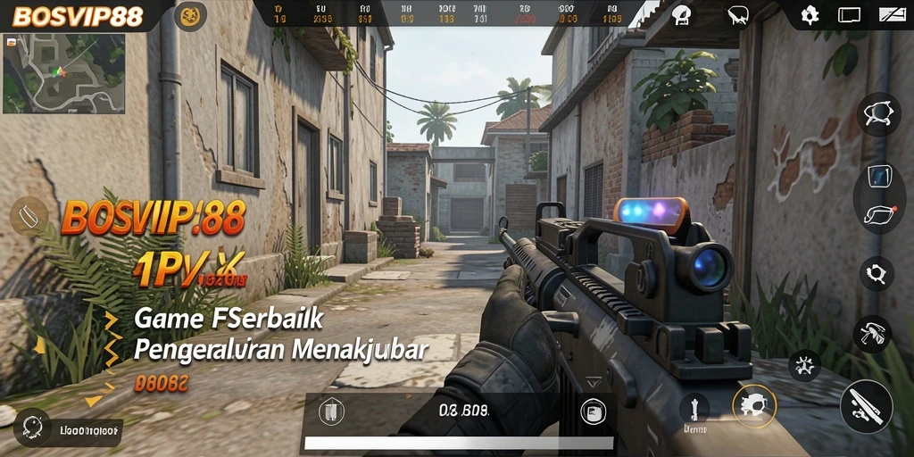 Screenshot gameplay <strong>BOSVIP88</strong> menampilkan aksi seru dalam pertempuran FPS.
