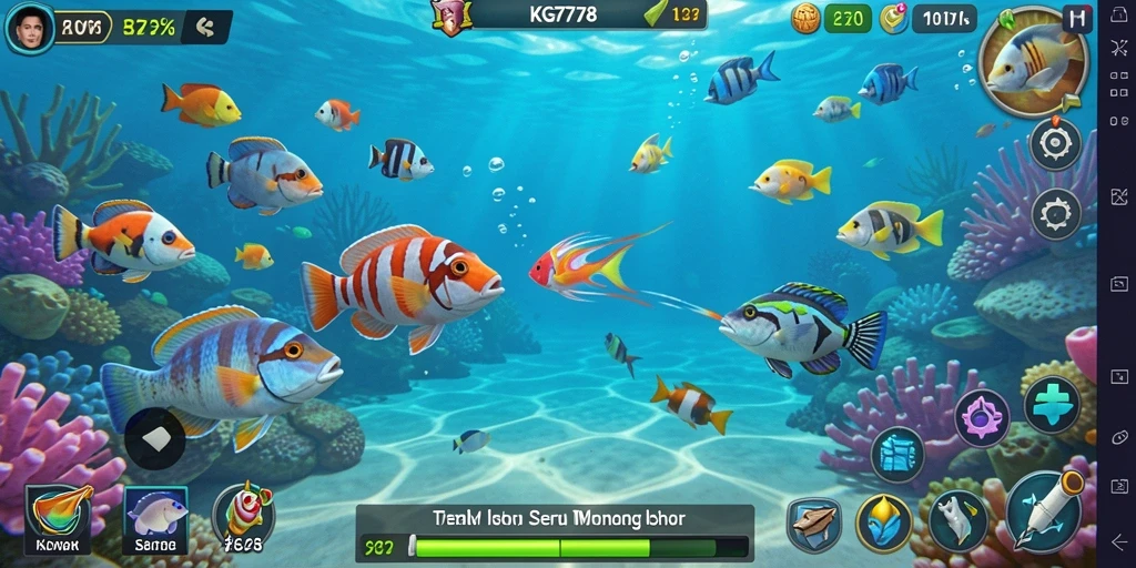 Tampilan gameplay KG778 dengan aksi menangkap ikan yang seru.