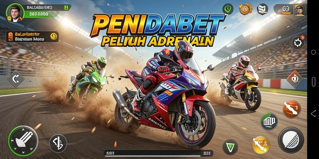 Screenshot gameplay PENIDABET menampilkan balapan motor yang menegangkan.