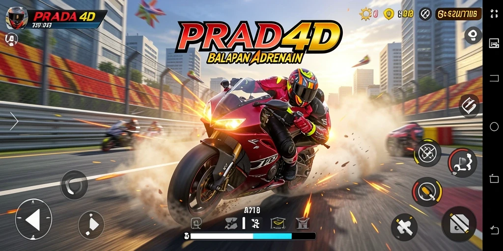 Screenshot gameplay menunjukkan aksi balapan motor yang mendebarkan.