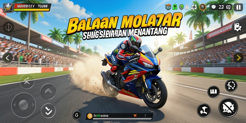Tampilan gameplay seru dalam balapan motor di TO288.