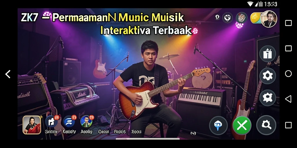 Screenshot gameplay ZK7 menampilkan pemain mendengarkan dan bermain musik.